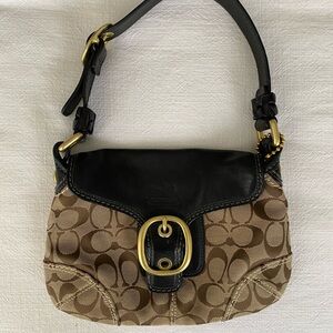 Coach Black and Brown Signature Shoulder Bag